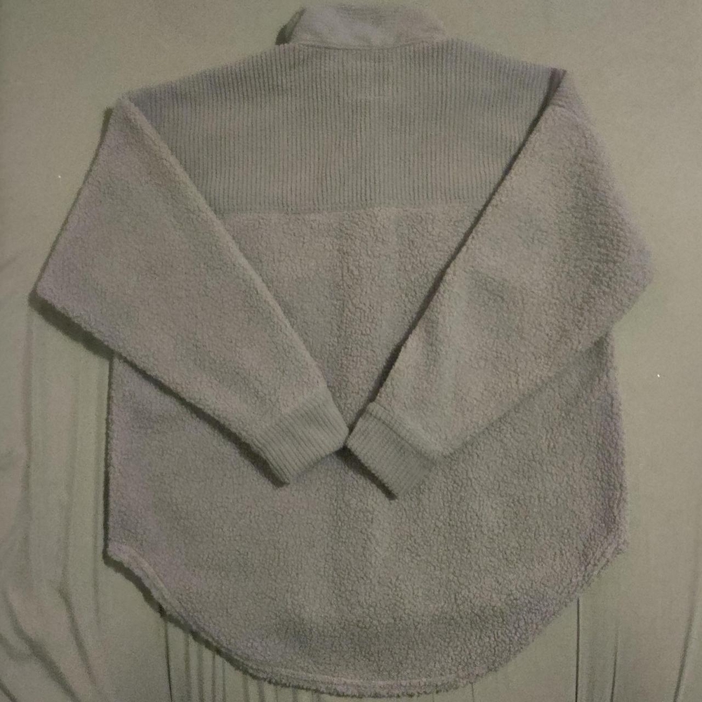 American Eagle Ribbed Button Front Shacket Teddy … - image 2